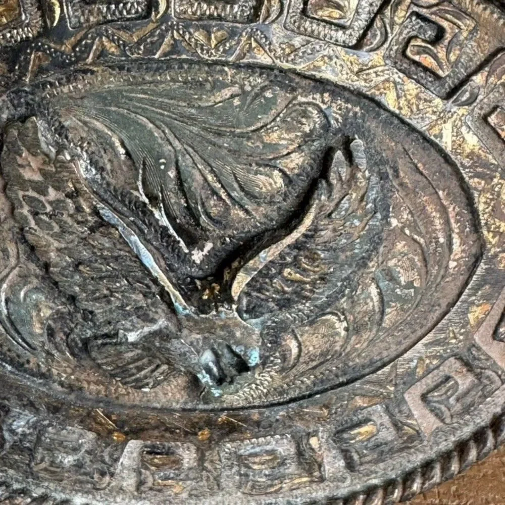 Western Style Eagle American Patriotic Gold Silver Oval Belt Buckle